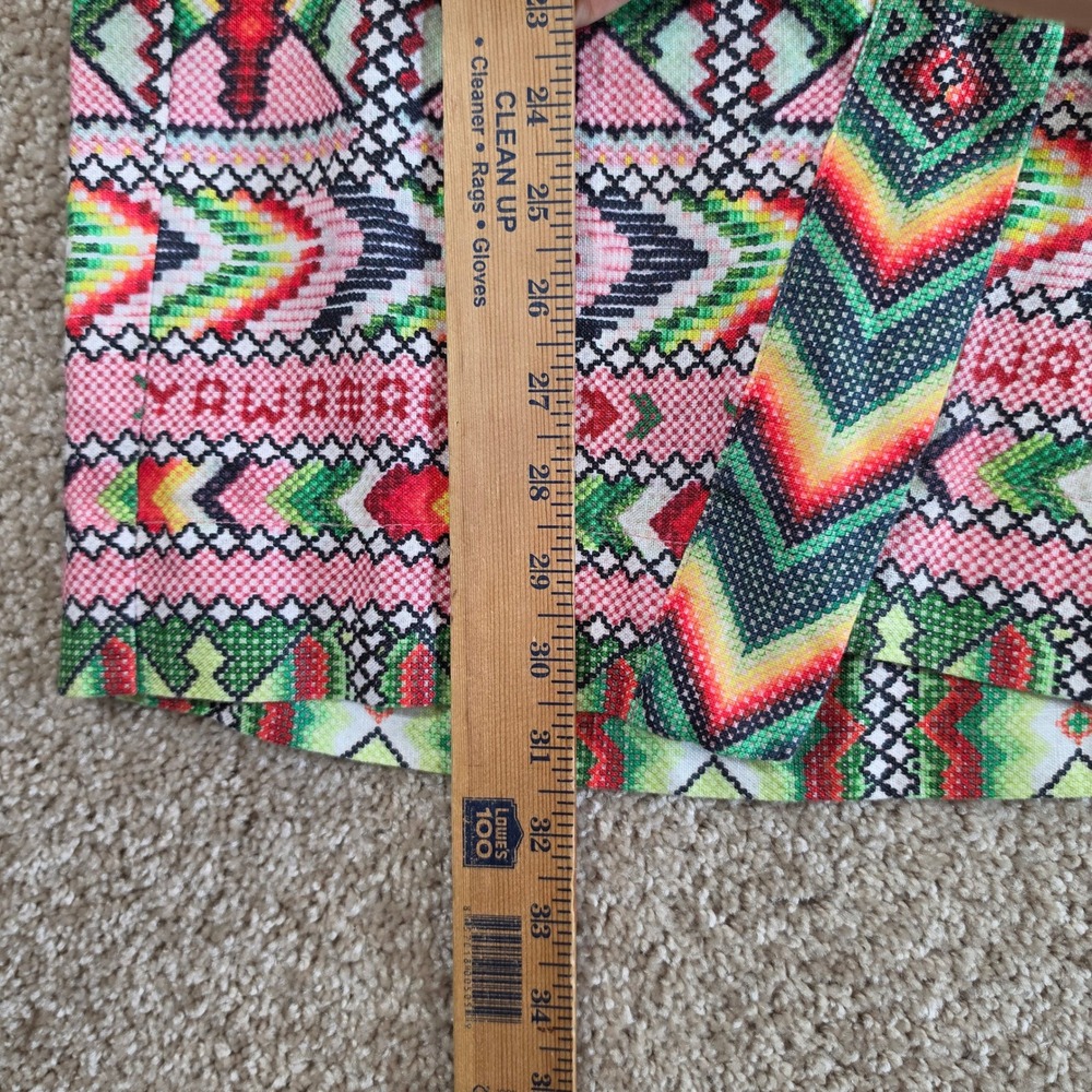 Farm Rio Wrap Skirt Geometric Tribal Print Beaded Tassel Linen Small - Picture 8 of 11
